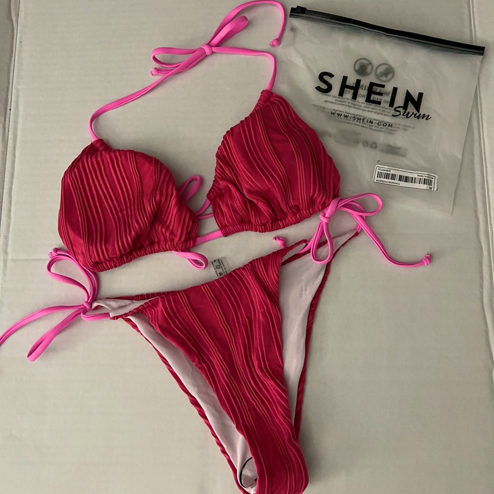 SHEIN Halter Triangle Tie Side Bikini Swimsuit